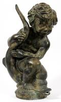 ITALY BRONZE FOUNTAIN FIGURE CHILD RIDING DOLPHIN