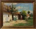 TIBOR SZONTAGH OIL HUNGARIAN FARM SCENE