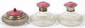 ENGLISH ENAMELED STERLING GLASS COSMETIC JARS