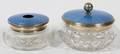 ENGLISH ENAMELED STERLING GLASS DRESSER JARS