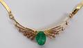 052232 14 KT YGOLD NECKLACE WEMERALD  DIAMONDS