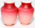 051297 PEACH BLOW GLASS VASES C 1870 PAIR H 5