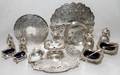 051295 ENGLISH SILVERPLATE  CUT GLASS TABLE WARE