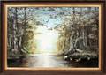 050196 H RYKE OILCANVAS DUCKS ON POND 24X 36