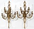 041327 LOUIS XVI STYLE GILT METAL FIVELIGHT SCONCES