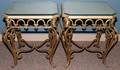 040204 IRON WGLASS TOP COFFEE TABLE AND END TABLES