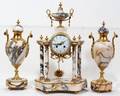 040196 FRENCH MARBLE CLOCK  GARNITURE SET 3 PCS
