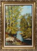 040166 SCOTT OIL ON CANVAS WOODED LANDSCAPE WSTREAM