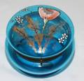 031336 ENAMELED BLUE GLASS POWDER JAR C 1870