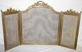 022302 ANTIQUE BRONZE  BRASS FOLDING FIRE SCREEN