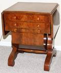 AMERICAN EMPIRE MAHOGANY DROPLEAF SEWING TABLE
