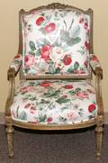 FRENCH STYLE PAINTED OPEN ARMCHAIR