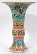 042281 CHINESETRUMPET SHAPE PORCELAIN VASE FLORAL