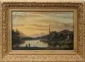 032267 EUROPEAN OIL ON CANVAS 19TH C FIGURES BY LAKE