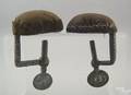 Two wrought iron sewing clamps
