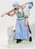 031387 ZSOLNAY HUNGARIAN PORCELAIN SHEPHERDESS H 13
