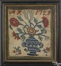English silk on linen needlework dated 1728