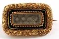 VICTORIAN GOLD ENAMEL BRAIDED HAIR MOURNING BROOCH
