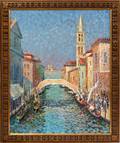 KALMAN CZIMBALMOS OIL ON CANVAS CANAL IN VENICE
