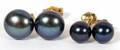 14KT GOLD  BLACK PEARL STUD EARRINGS 2 PAIRS