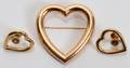 052329 14 KT YELLOW GOLD EARRINGS  BROOCH THREE PCS