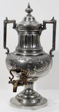 050275 SILVER PLATE SAMOVAR 1897 H 18 DIA 9