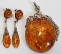 041389 AMBER PENDANT  PAIR OF EARRINGS 3