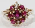 032306 14KT YELLOW GOLD PRONG SET RUBY  DIAMOND RING