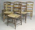 Set of 6 Sheraton rush seat dining chairs
