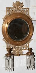 031411 BRASS  CRYSTAL TWOLIGHT SCONCE 19TH C