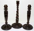 031404 ENGLISH MAHOGANY  OAK CANDLESTICKS