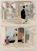 JAPANESE UKIYOE WOODBLOCK PRINTS LADIES IN HOMES