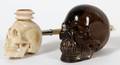 CARVED MINI SKULLS SMOKY CRYSTAL MEERSCHAUM PIPE