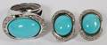 ITALIAN 18KT WHITE GOLD  TURQUOISE RING EARRINGS