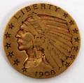 US INDIAN HEAD GOLD FIVE DOLLAR COIN 1908
