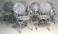 Set of 6 painted iron garden chairs
