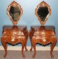 042352 MAHOGANY HAND CARVED END TABLES PAIR