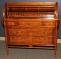 042342 MAHOGANY  BURL WOOD ROLL TOP DESK 44 63