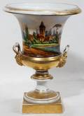 040294 CONTINENTAL HAND PAINTED PORCELAIN URN 19TH C