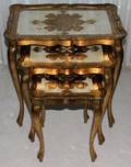 032345 GILT  PAINTED NEST OF THREE TABLES