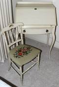 032344 PAINTED WOOD DROP FRONT DESK  SIDE CHAIR