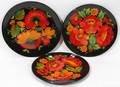 030383 RUSSIAN HAND PAINTED BLACK LACQUER PLATES 3