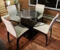 030369 CONTEMPORARY GLASS TOP TABLE 6 CHAIRS H 37