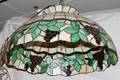 030359 LEADED GLASS HANGING LAMP GRAPE  LEAF MOTIF