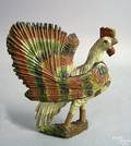 Carved and polychromed wooden rooster figure late 19th c