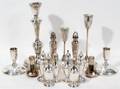 042402 STERLING  SILVER PLATE CANDLE STICKS  SALT 