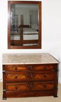032384 VICTORIAN WALNUT  MARBLE TOP DRAWER CHEST