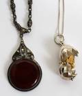 030407 STERLING AND AGATE NECKLACES 2 PCS