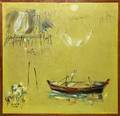 ROONG ACRYLIC ON CANVAS 1968 ROWBOAT ON A POND