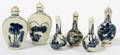 CHINESE BLUE  WHITE PORCELAIN SNUFF BOTTLES SIX